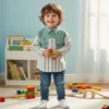 boys color block shirt button down