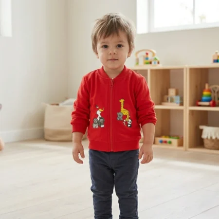 Winter Zip-Up Sweatshirt with Cute Animal Print | Soft Warm Full Sleeve for Girls