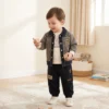 kids outfit combo boys brown striped shirt and jogger set